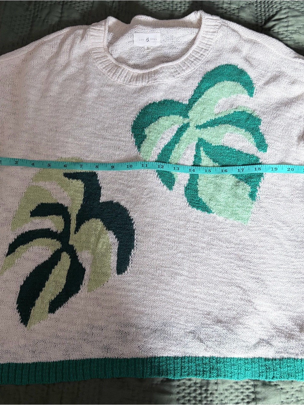 Lou & Grey Monstera Leaf Tropical Knit Sweater Small - Picture 4 of 5